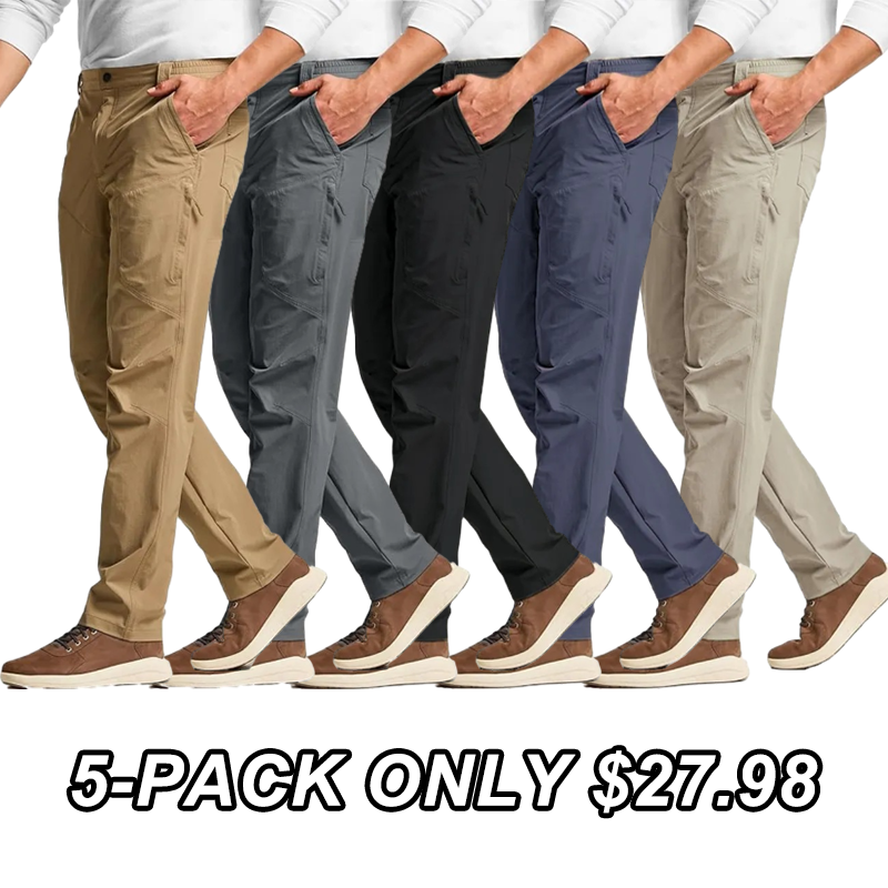 Men's Vent Stretch Pants, Quick Dry Lightweight Casual Cargo Pants, Water Resistant Straight-Fit Utility Work Pants