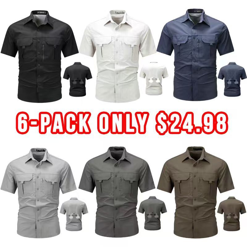 🔥12-Pack Men‘s Patched Quick-Dry Short Sleeve Shirt