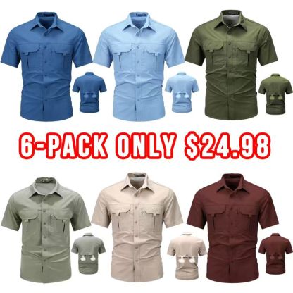 🔥12-Pack Men‘s Patched Quick-Dry Short Sleeve Shirt