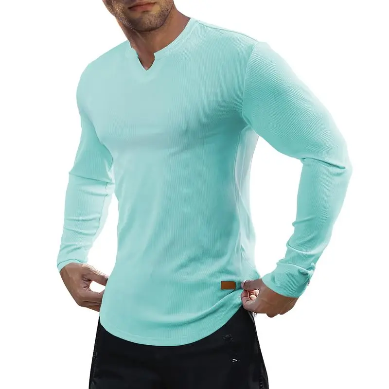 Men's Plain Casual Muscle Shirts for Men Slim Fitted