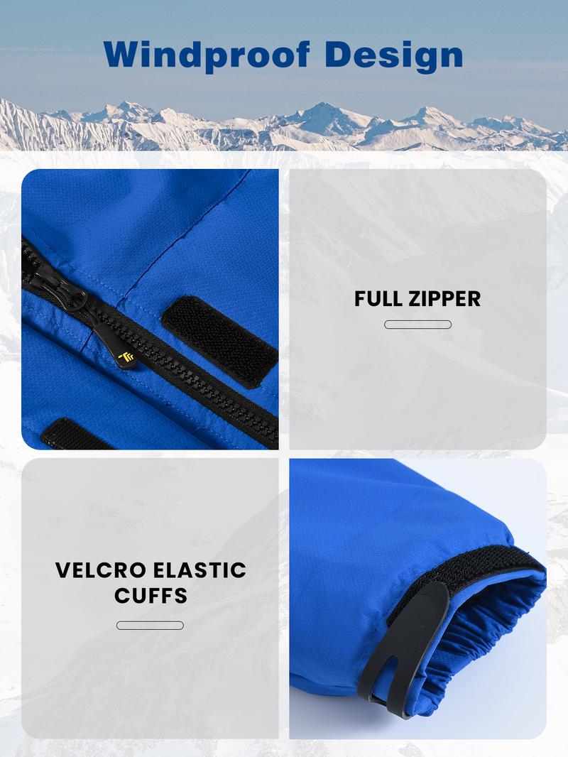 GOPUNE Men's Ski Snow Jacket Waterproof Insulated Fleece Outdoor Mountain Hooded Winter Coat Sporty Breathable Outerwear big tall men clothing Size up to XXXXL