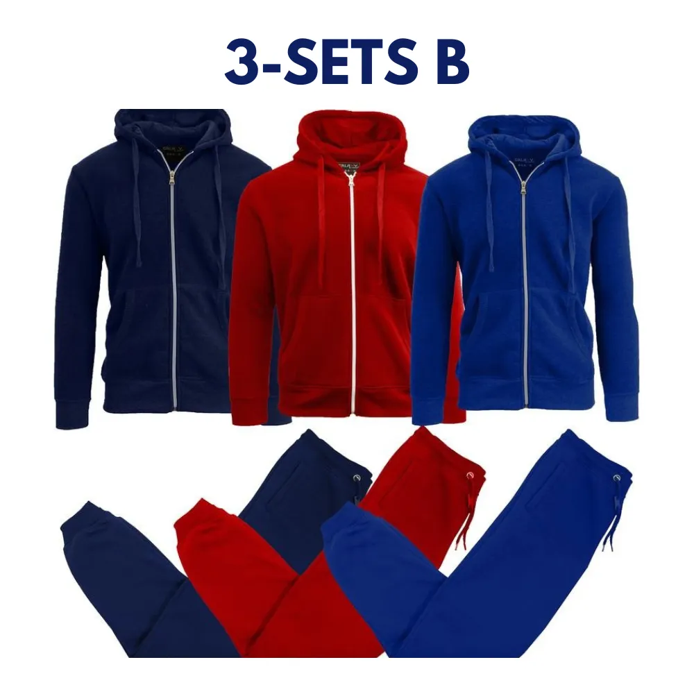 Fleece-Lined Zip Sweater Hoodie & Jogger Set