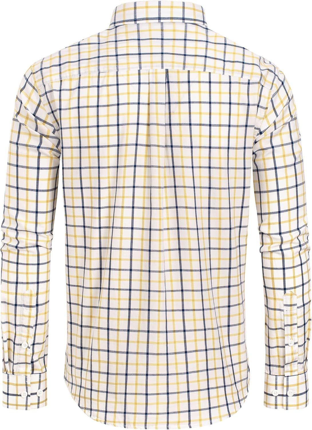 Clearance sale! Men's Plaid Button Down Shirts Cotton Long Sleeve Dress Shirts Regular Fit Gingham Shirts