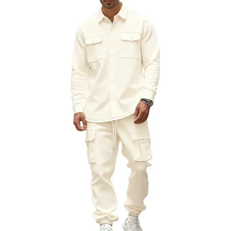 8-Pack Mens Shirt Jacket & Cargo Pants Sets  Only $24 (All Colors Included)