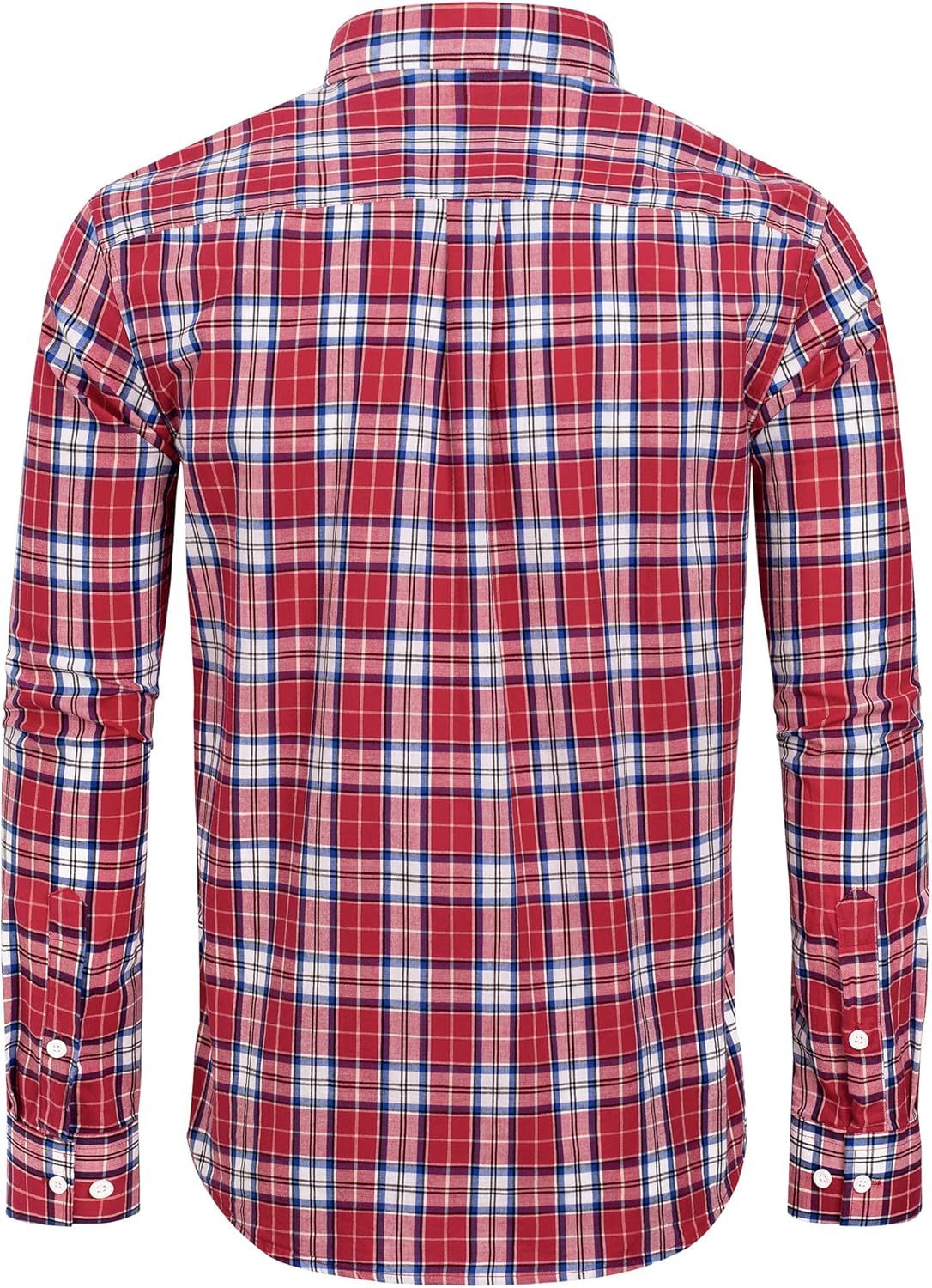 Clearance sale! Men's Plaid Button Down Shirts Cotton Long Sleeve Dress Shirts Regular Fit Gingham Shirts