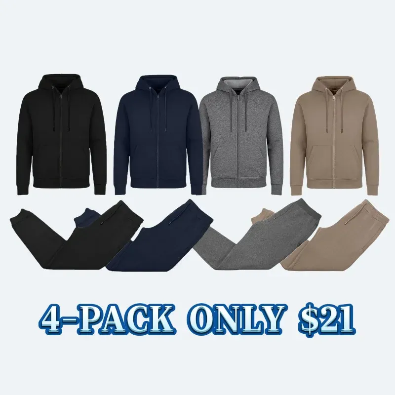 Men’s Multi Pack Fleece Zip Hoodie & Jogger Sets