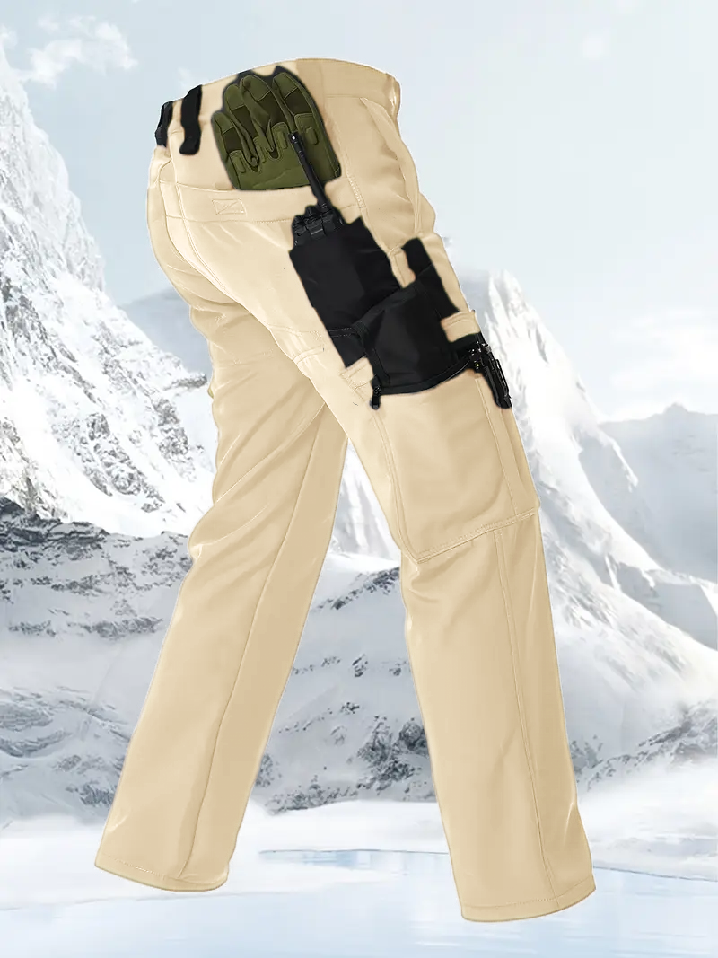 Men's Tactical Sport Pants, Multi-Pocket Windproof and Warm Fleece Pants