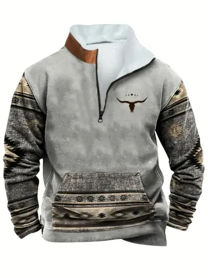 Men’s Ethnic Pattern Zip-Up Fleece Hoodie – Warm. Stylish. One-of-a-Kind. 🔥 Limited-Time Offer — 40% OFF This Week Only!