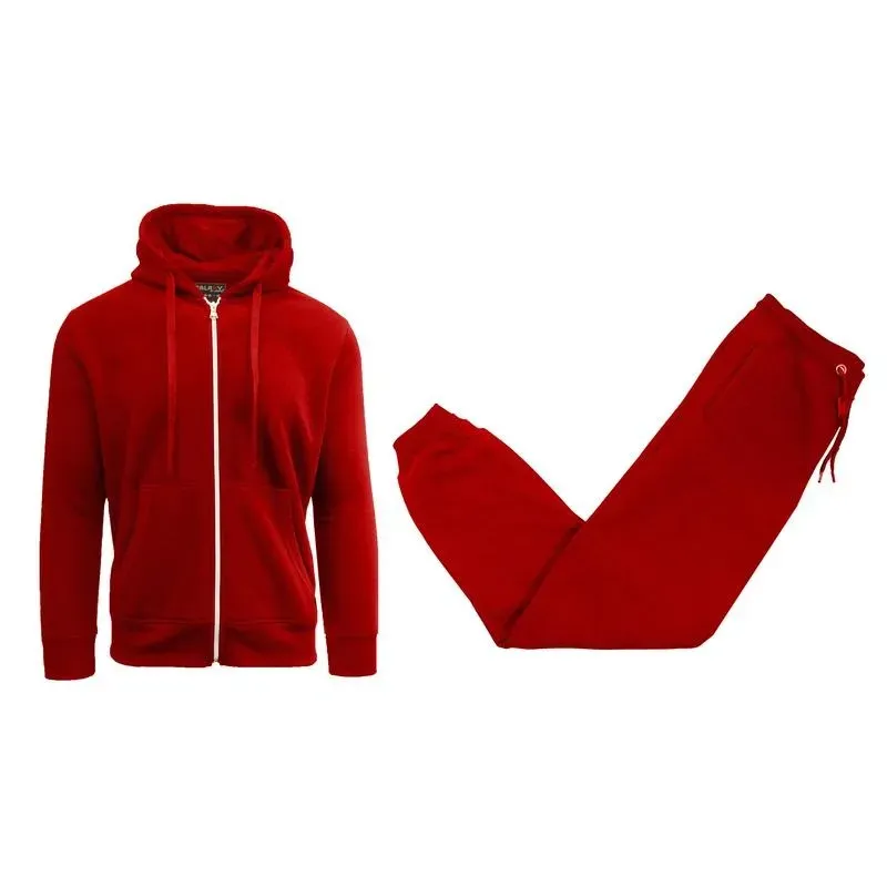 Fleece-Lined Zip Sweater Hoodie & Jogger Set