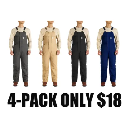Men's Cold-Weather Insulated Bib Overalls - Loose-Fit Canvas + Tool Pockets