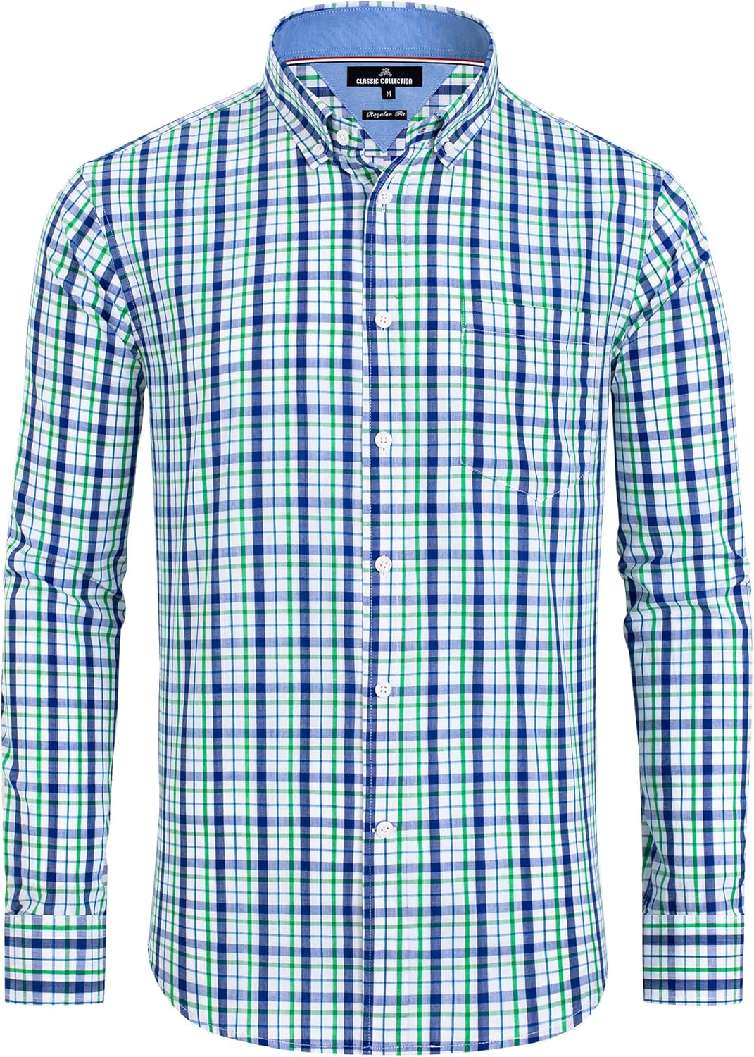 Clearance sale! Men's Plaid Button Down Shirts Cotton Long Sleeve Dress Shirts Regular Fit Gingham Shirts