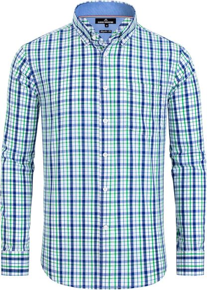Clearance sale! Men's Plaid Button Down Shirts Cotton Long Sleeve Dress Shirts Regular Fit Gingham Shirts