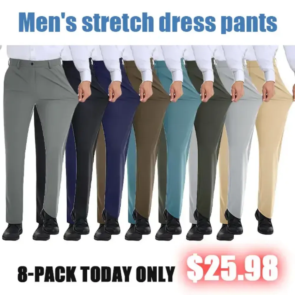 🔥Men's Stretch Golf Dress Pants🔥8-Pack - All Colors Included, Only $25.98