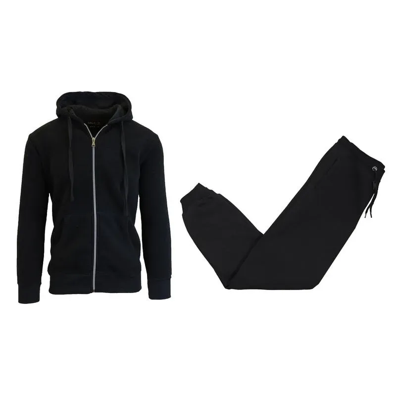 Fleece-Lined Zip Sweater Hoodie & Jogger Set