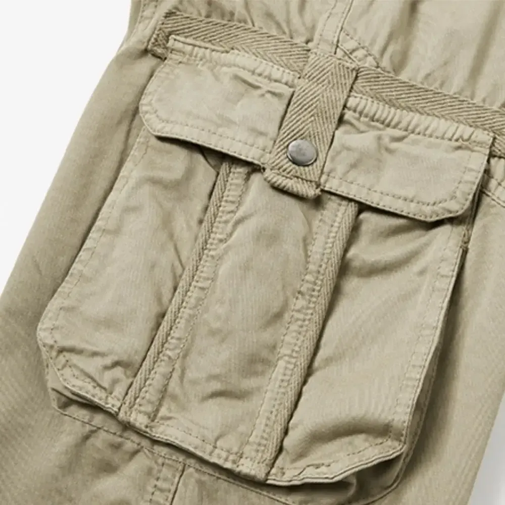 Workwear pants for spring and autumn, men's fashion trend pants, men's multi-pocket casual long pants