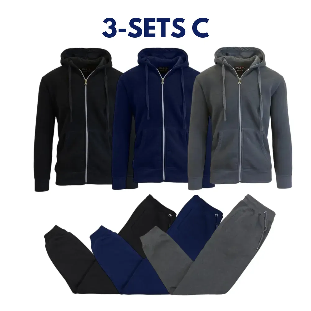 Fleece-Lined Zip Sweater Hoodie & Jogger Set