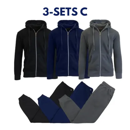 Fleece-Lined Zip Sweater Hoodie & Jogger Set
