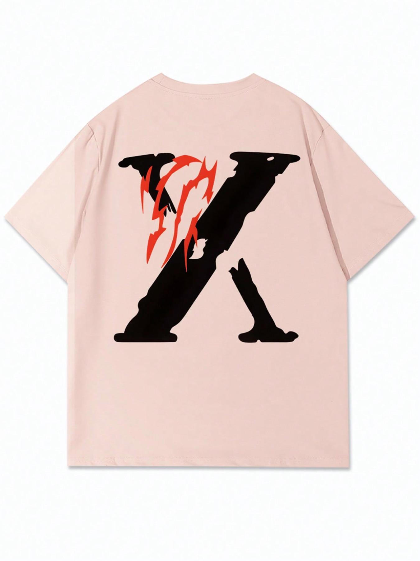 Men's Letter Print Short Sleeve Tee, Regular Fit Casual Crew Neck T-shirt for Daily Wear, Men's Top for All Seasons, Biker T Shirt