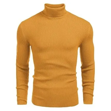 Fall/Winter Men’s Ribbed High-Neck Sweater – Slim Fit, Soft Knit, Warm Casual Pullover