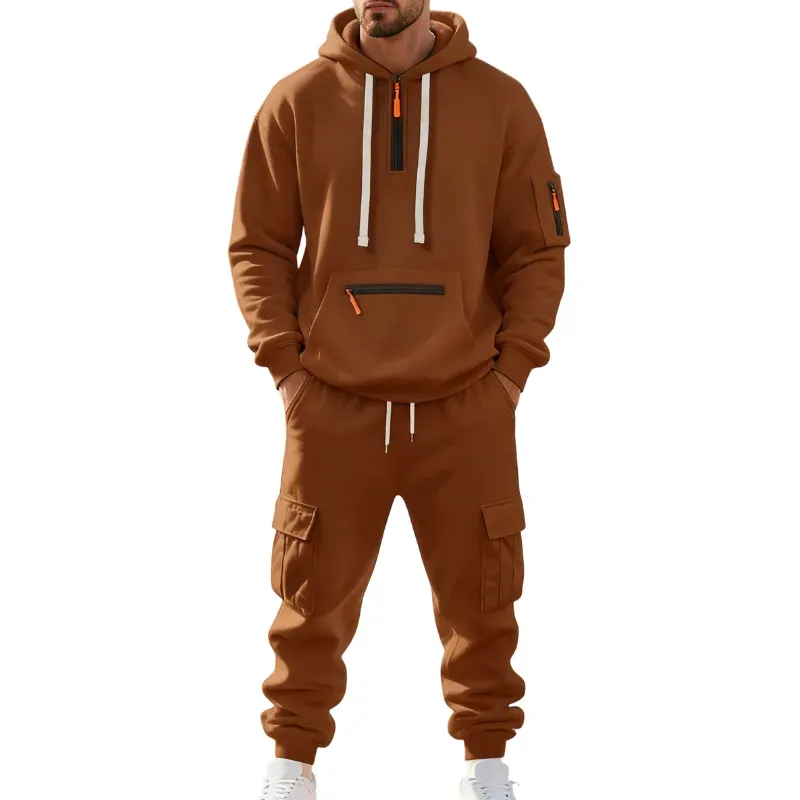 Men's 8-Pack Hoodie & Cargo Pants Tracksuit Set - 8 Colors, Only $24