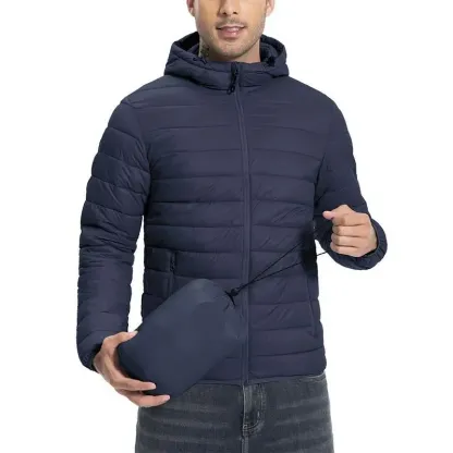 Mens Lightweight Packable Outdoor Hooded  Puffer Jacket