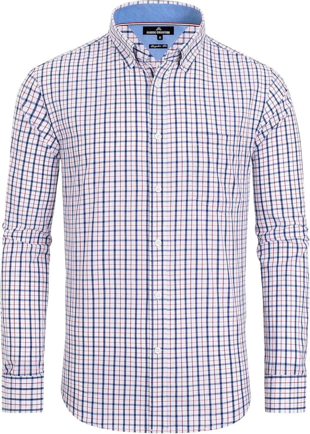 Clearance sale! Men's Plaid Button Down Shirts Cotton Long Sleeve Dress Shirts Regular Fit Gingham Shirts