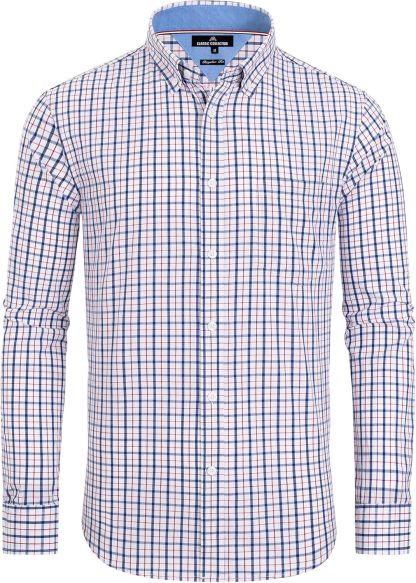 Clearance sale! Men's Plaid Button Down Shirts Cotton Long Sleeve Dress Shirts Regular Fit Gingham Shirts