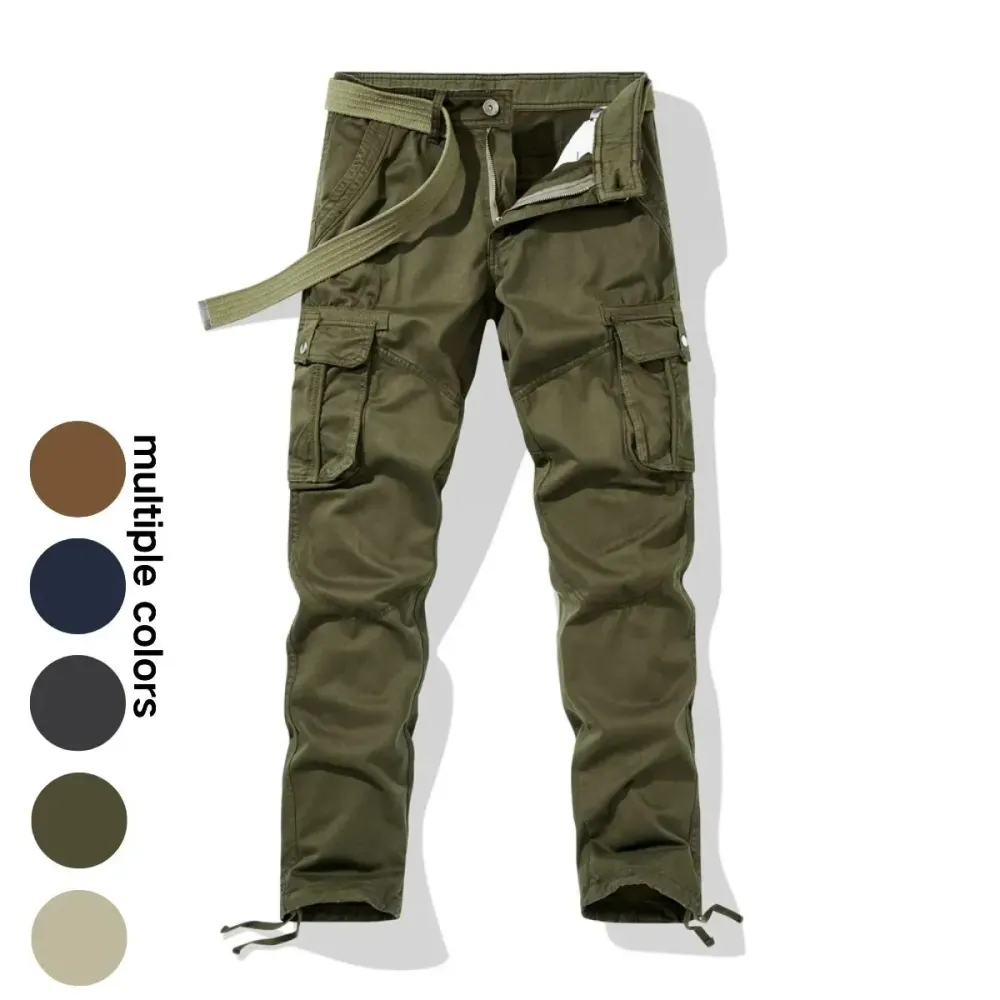 Workwear pants for spring and autumn, men's fashion trend pants, men's multi-pocket casual long pants