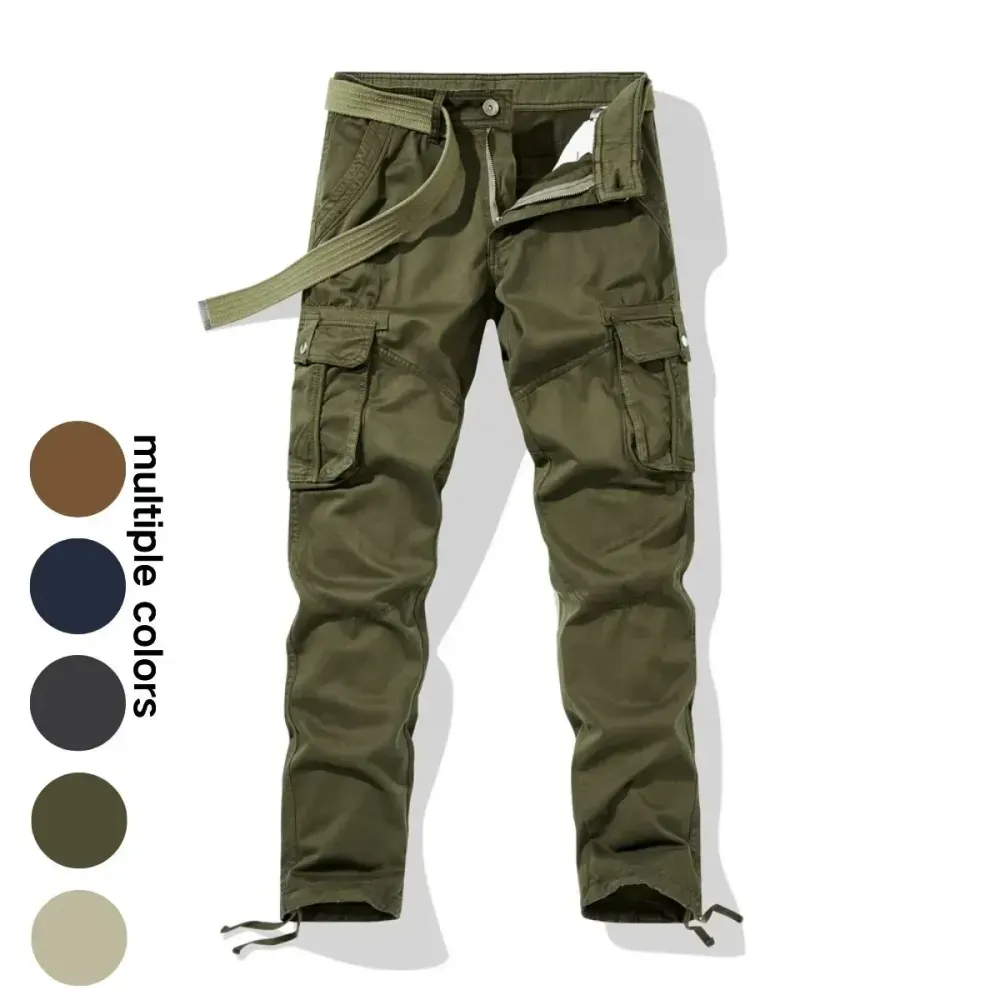 Workwear pants for spring and autumn, men's fashion trend pants, men's multi-pocket casual long pants