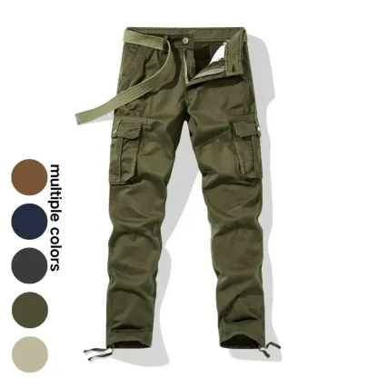 Workwear pants for spring and autumn, men's fashion trend pants, men's multi-pocket casual long pants