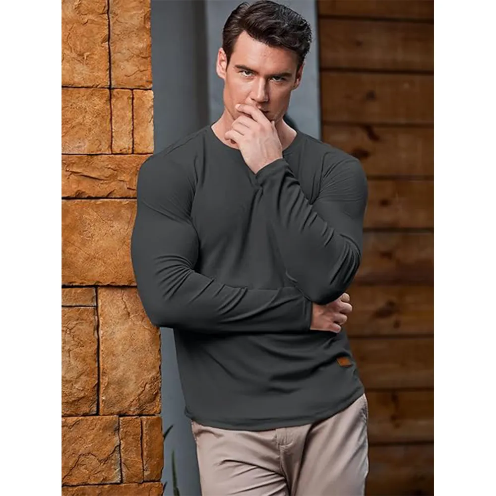 Men's Plain Casual Muscle Shirts for Men Slim Fitted