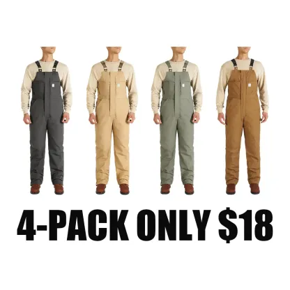 Men's Cold-Weather Insulated Bib Overalls - Loose-Fit Canvas + Tool Pockets