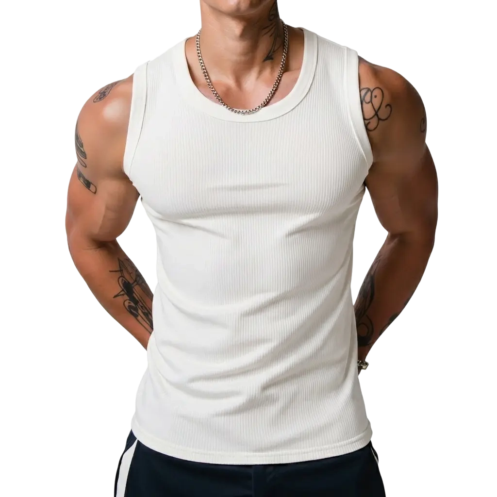 Men's Wide Strap Ribbed Tank Top