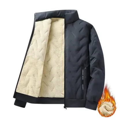 Men's Hooded Fleece Casual Set Stand Collar Jacket & Pants