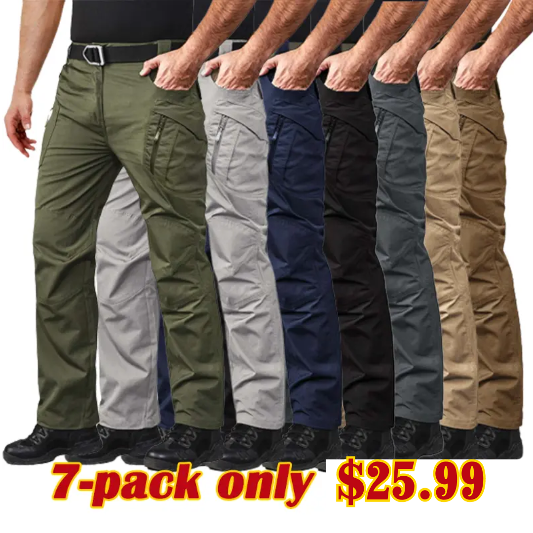 7-parks Men's Tactical Pants with 9 Pockets Rip-Stop Work Hiking Pants