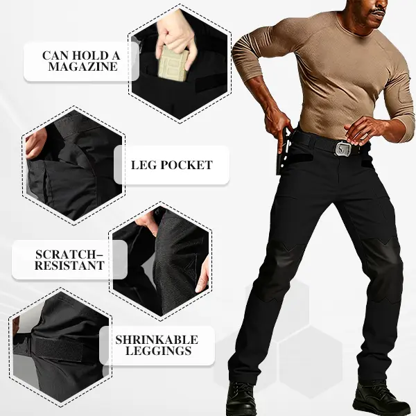 Men's Flex Stretch Tactical Pants, Water Resistant Ripstop Cargo Pants