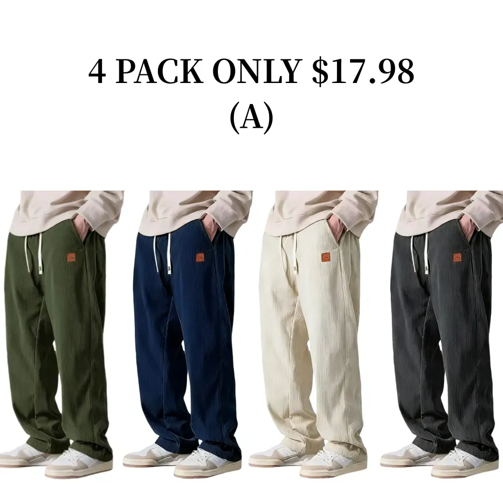 ⚡Men's Corduroy Straight-Leg Sweatpants Autumn New Arrival Loose Fit Wide-Leg Casual Pants⚡