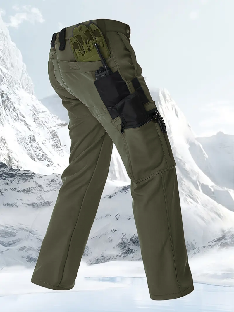 Men's Tactical Sport Pants, Multi-Pocket Windproof and Warm Fleece Pants