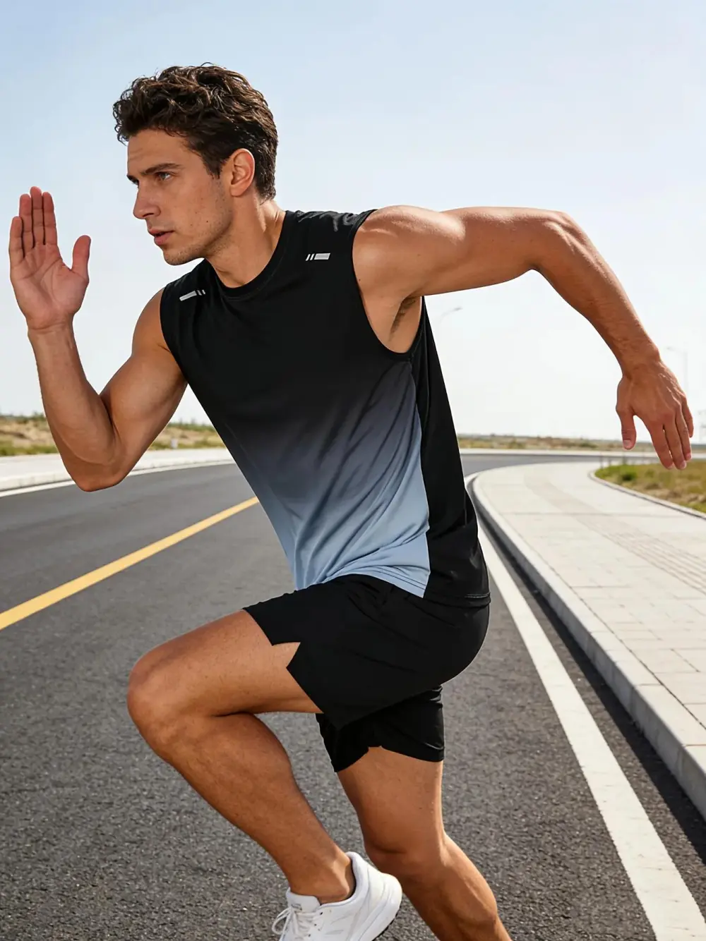 Men's Ultra-Thin Loose Fit Tank Top with Gradient Print Design Breathable Athletic Tops