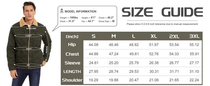 MAGCOMSEN Men's Winter Jacket Sherpa Fleece Lined Cargo Coat Warm Thick Trucker Jacket with Multi Pockets FallFreshness Outdoorfun