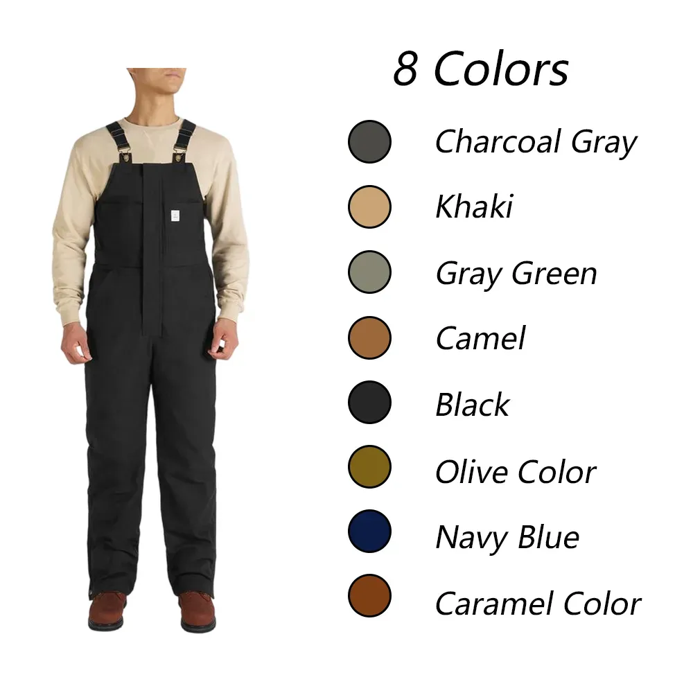 Men's Cold-Weather Insulated Bib Overalls - Loose-Fit Canvas + Tool Pockets