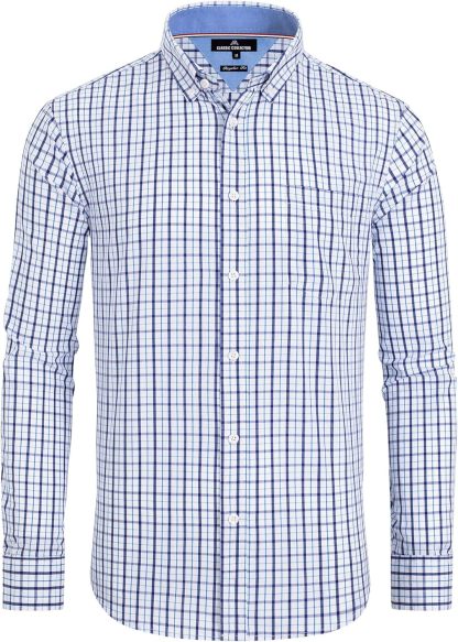 Clearance sale! Men's Plaid Button Down Shirts Cotton Long Sleeve Dress Shirts Regular Fit Gingham Shirts