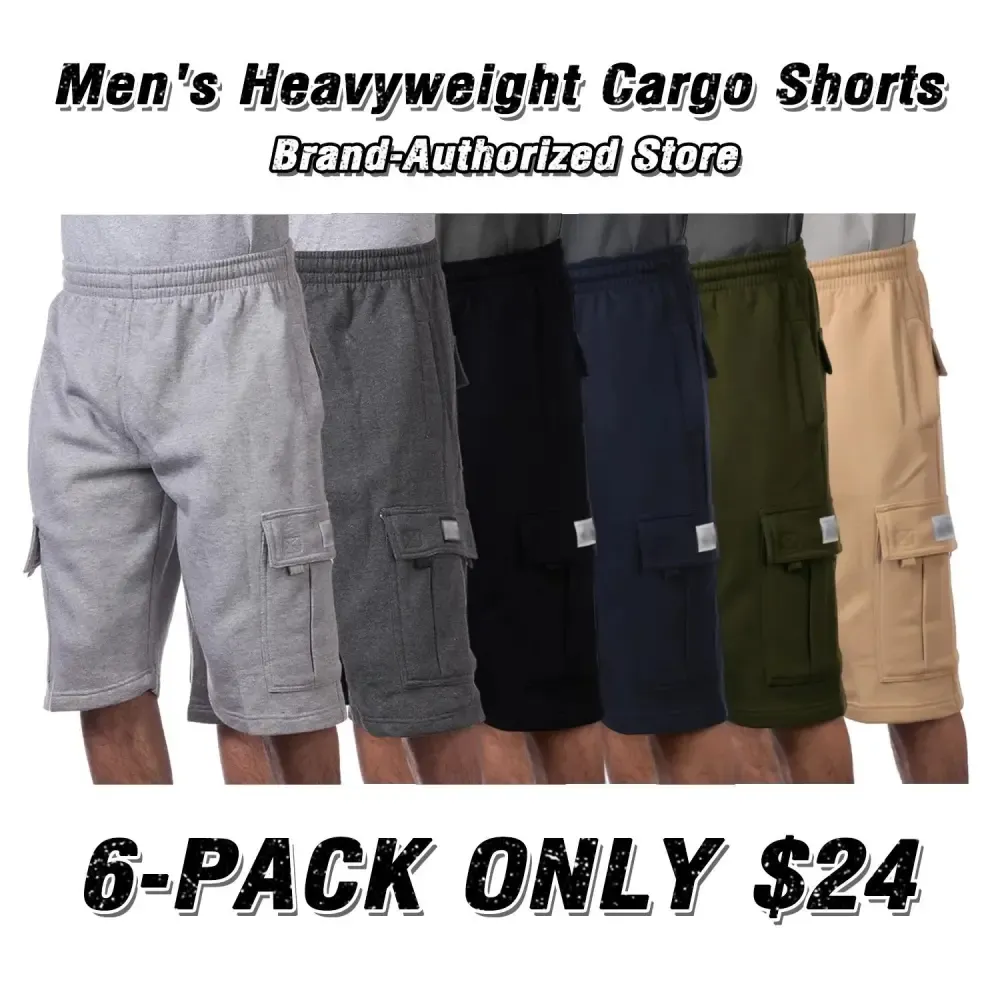 Men's Heavyweight Fleece Cargo Shorts 6 Pockets Relaxed Fit Sweat Shorts