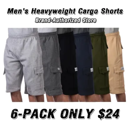 Men's Heavyweight Fleece Cargo Shorts 6 Pockets Relaxed Fit Sweat Shorts