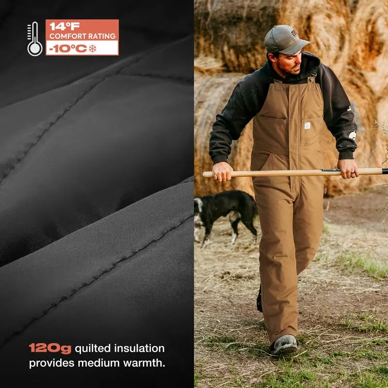 Men's Cold-Weather Insulated Bib Overalls - Loose-Fit Canvas + Tool Pockets