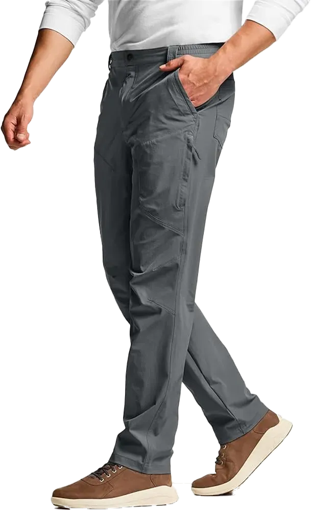 Men's Vent Stretch Pants, Quick Dry Lightweight Casual Cargo Pants, Water Resistant Straight-Fit Utility Work Pants