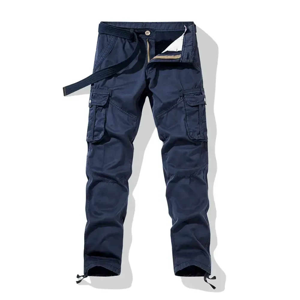 Workwear pants for spring and autumn, men's fashion trend pants, men's multi-pocket casual long pants