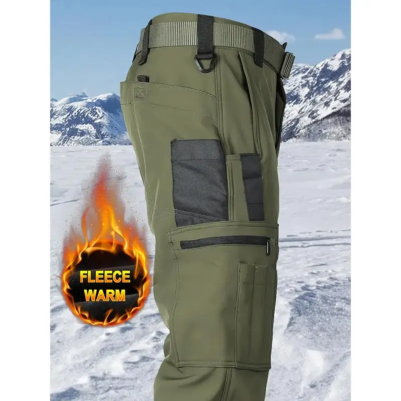 Men’s Tactical Fleece Pants: Multi-Pocket, Windproof Warm (Soft Shell, Fall/Winter)