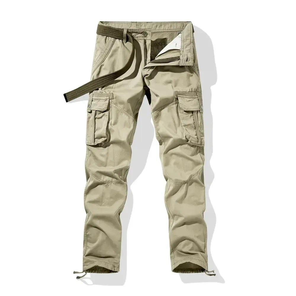 Workwear pants for spring and autumn, men's fashion trend pants, men's multi-pocket casual long pants