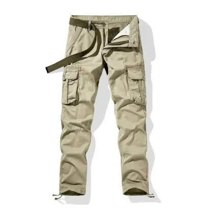 Workwear pants for spring and autumn, men's fashion trend pants, men's multi-pocket casual long pants